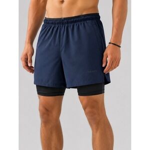 Brady Brand Mens‎ Navy Blue 2-in-1 Training Shorts with Compression Liner Size M